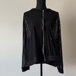 Sheer Black Zip Up Sweater